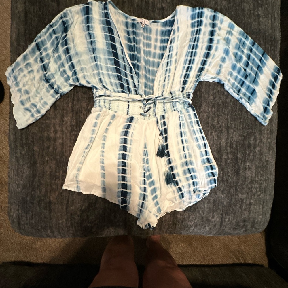 Tobi Blue Tie-Dye Bodysuit